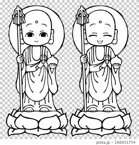 セット・地蔵菩薩・モノクロ セット・地蔵菩薩・モノクロ 108931754