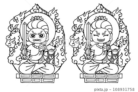 セット・不動明王(座・モノクロ セット・不動明王(座・モノクロ 108931758