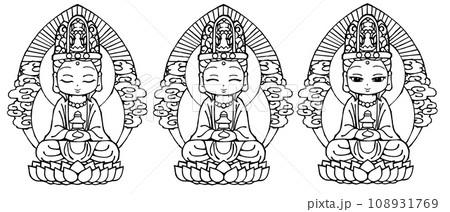 セット・弥勒菩薩・モノクロ 108931769