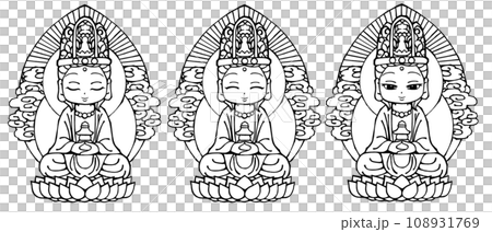 Set, Maitreya Bodhisattva, monochrome 108931769