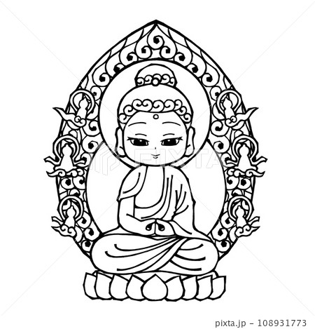 阿弥陀如来（座・開眼・モノクロ 108931773