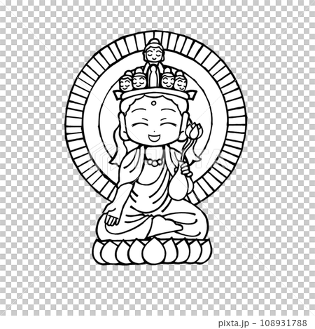 十一面観音菩薩(笑・モノクロ 十一面観音菩薩(笑・モノクロ 108931788