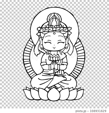 勢至菩薩（笑・モノクロ 108931829