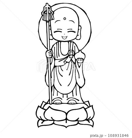 地蔵菩薩（笑・モノクロ 108931846