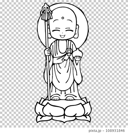 地蔵菩薩（笑・モノクロ 108931846