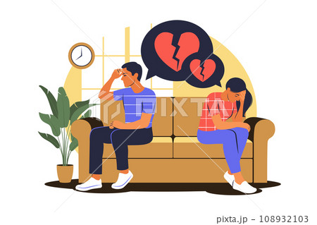 Concept of divorce, misunderstanding in family. Disagreement, relationship troubles. Man and woman in a quarrel. Conflicts between husband and wife. Concept of divorce, misunderstanding in family. Disagreement, relationship troubles. Man and woman in a quarrel. Conflicts between husband and wife. 108932103