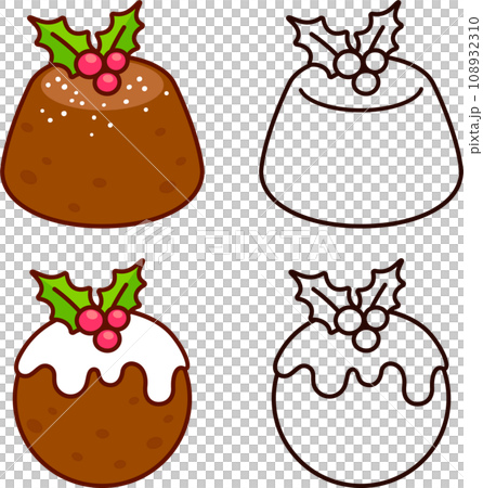 Christmas pudding cartoon drawing 108932310