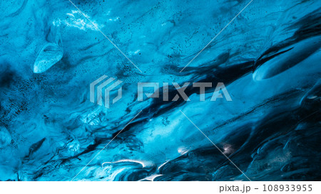 Iceland. Ice as a background. Vatnajokull National Park. Inside view of the ice cave. 108933955