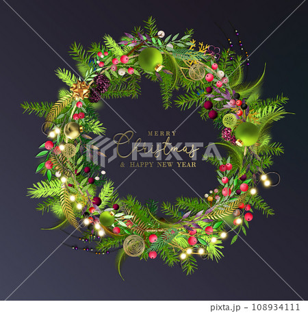 Christmas Card with Christmas wreath Christmas Card with Christmas wreath 108934111