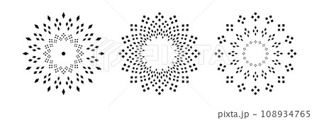 Set of Decorative Radial Patterns. Abstract Design Elements. Vector Art. 108934765