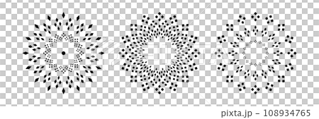 Set of Decorative Radial Patterns. Abstract Design Elements. Vector Art. 108934765
