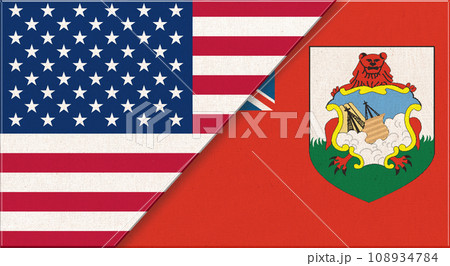 National Flags of USA and Bermuda - 3D illustration. Two Flag Together 108934784
