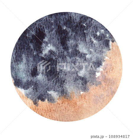 watercolor illustration of abstract round background, hand drawn. watercolor paper texture. blue and gold background. For icons, logos, backgrounds watercolor illustration of abstract round background, hand drawn. watercolor paper texture. blue and gold background. For icons, logos, backgrounds 108934817