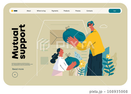 Mutual Support Giving clothes to donation bins -modern flat vector concept illustration of people placing bags of clothes into drop-off box A metaphor of voluntary, collaborative exchanges of resource Mutual Support Giving clothes to donation bins -modern flat vector concept illustration of people placing bags of clothes into drop-off box A metaphor of voluntary, collaborative exchanges of resource 108935008