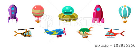 Air Transport and Vessel Flying in the Sky Vector Set 108935556