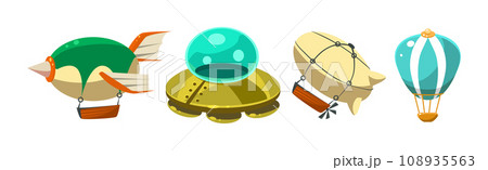 Air Transport and Vessel Flying in the Sky Vector Set 108935563