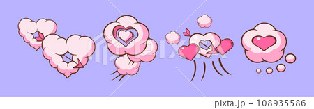 Cloud Heart Puff Explosion as Romantic Symbol Vector Set 108935586