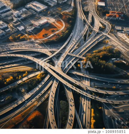 highway and overpass view from above 108935851