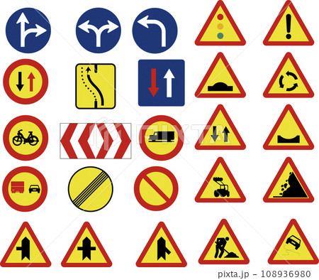 signs or traffic symbols in construction signs or traffic symbols in construction 108936980