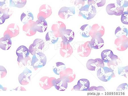 蝶のシルエットの水彩円形アブストラクト（シームレス） 108938156