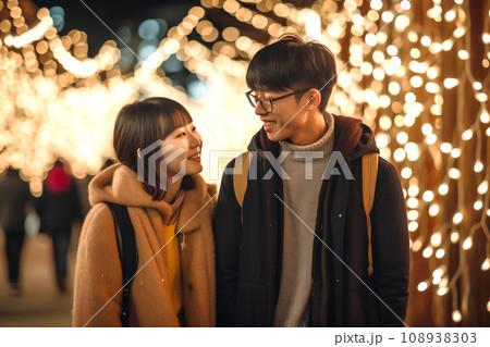 イルミネーションを楽しむカップル AI生成 イルミネーションを楽しむカップル AI生成 108938303
