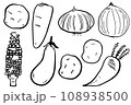 モノクロ野菜イラストセット 108938500
