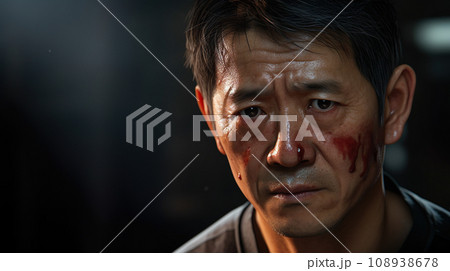 顔を負傷した中年男性「AI生成画像」 顔を負傷した中年男性「AI生成画像」 108938678