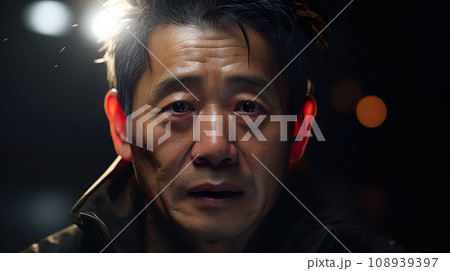 茫然自失の中年男性の顔「AI生成画像」 108939397