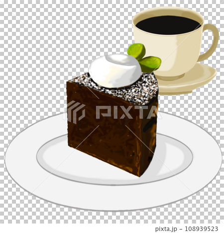 コーヒーとチョコレートケーキのセット コーヒーとチョコレートケーキのセット 108939523