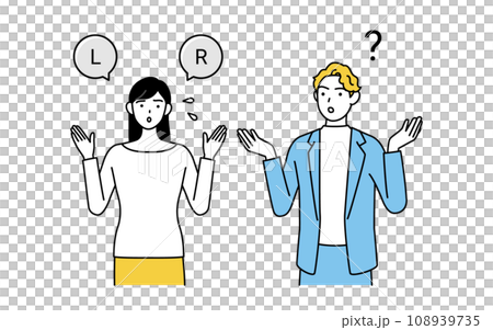 英語對話：一名日本女性很難理解白人男性對「l」和「r」的英語發音。 108939735