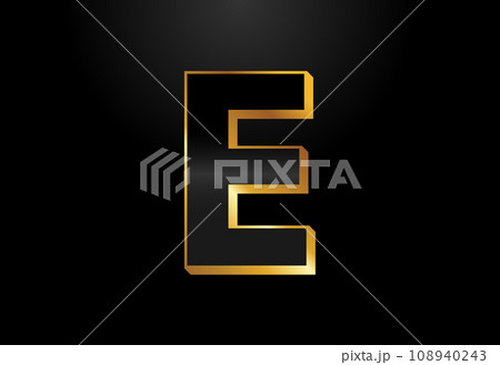 Gold and black color alphabet. Elegant Gold Color alphabet vector illustration 108940243