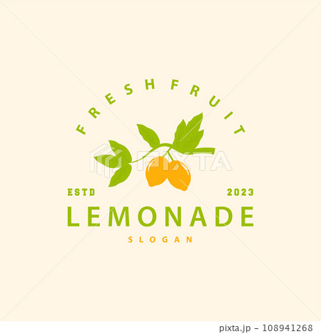 Lemon Logo, Fresh Lemon Juice Illustration Design For Minimalist, Elegant, Luxurious Plantation Lemon Logo, Fresh Lemon Juice Illustration Design For Minimalist, Elegant, Luxurious Plantation 108941268