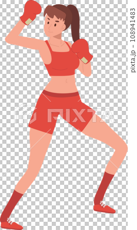 Active Sports Woman Boxing with Confidence. Powerful Female Boxer in Gym Workout Session Active Sports Woman Boxing with Confidence. Powerful Female Boxer in Gym Workout Session 108941483