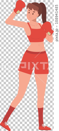 Active Sports Woman Boxing with Confidence. Powerful Female Boxer in Gym Workout Session Active Sports Woman Boxing with Confidence. Powerful Female Boxer in Gym Workout Session 108941485