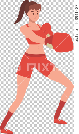 Active Sports Woman Boxing with Confidence. Powerful Female Boxer in Gym Workout Session Active Sports Woman Boxing with Confidence. Powerful Female Boxer in Gym Workout Session 108941487