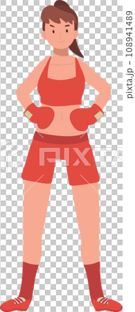 Active Sports Woman Boxing with Confidence. Powerful Female Boxer in Gym Workout Session 108941489
