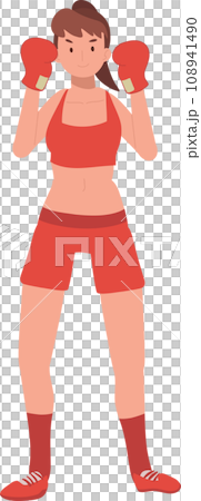 Active Sports Woman Boxing with Confidence. Powerful Female Boxer in Gym Workout Session Active Sports Woman Boxing with Confidence. Powerful Female Boxer in Gym Workout Session 108941490