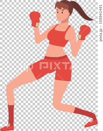 Active Sports Woman Boxing with Confidence. Powerful Female Boxer in Gym Workout Session Active Sports Woman Boxing with Confidence. Powerful Female Boxer in Gym Workout Session 108941491