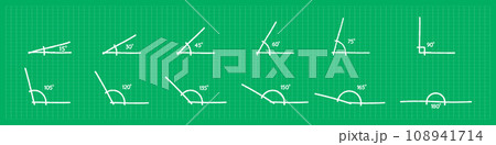 different angle degrees doodle vector illustration. obtuse acute mathematical 30, 45, 60, 90, 120, 180 degree triangle. measure and geometric math symbol collection set. Educational school learning different angle degrees doodle vector illustration. obtuse acute mathematical 30, 45, 60, 90, 120, 180 degree triangle. measure and geometric math symbol collection set. Educational school learning 108941714