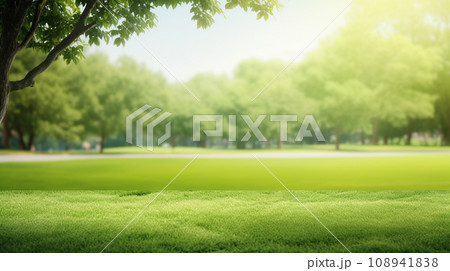 Green lawn and trees background with copyspace....のイラスト素材 [108941838 ...