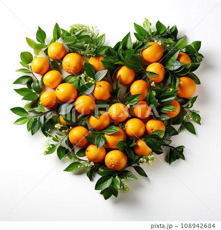 Citrus Embrace: Tangerines Arranged in a Lively Heart. AI generation Citrus Embrace: Tangerines Arranged in a Lively Heart. AI generation 108942684