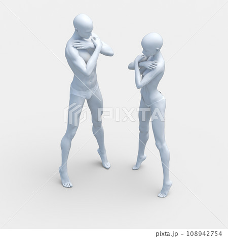 男女の違い　下着あり　体型の比較　perming3DCG イラスト素材 108942754