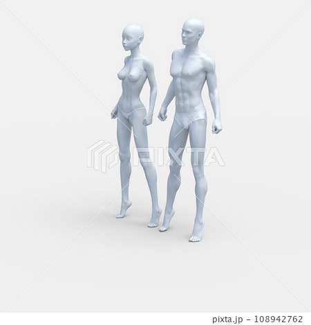 男女の違い 下着あり 体型の比較 perming3DCG イラスト素材 男女の違い 下着あり 体型の比較 perming3DCG イラスト素材 108942762