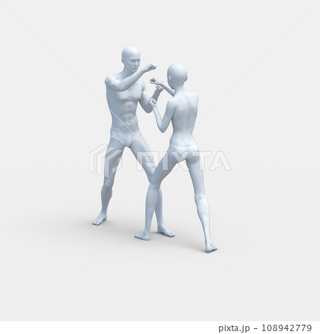 男女の違い　下着あり　体型の比較　perming3DCG イラスト素材 108942779