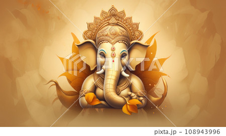 illustration of Golden Lord Ganesha so beautiful and perfection illustration of Golden Lord Ganesha so beautiful and perfection 108943996
