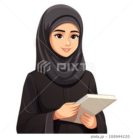 flat color, Islamic Muslim Woman Teacher With Hijab illustration Generate Ai flat color, Islamic Muslim Woman Teacher With Hijab illustration Generate Ai 108944220