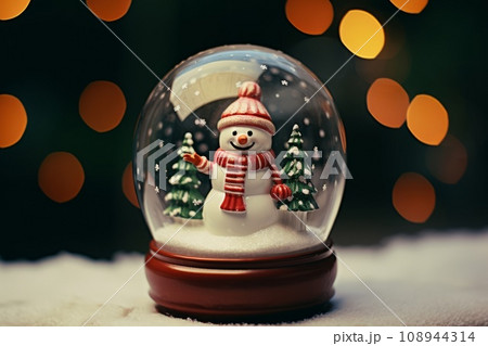 雪だるまのスノードーム AI生成画像 AI画像 雪だるまのスノードーム AI生成画像 AI画像 108944314