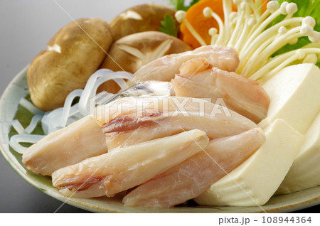 お皿に盛り付けられた、ふぐ鍋の食材 108944364