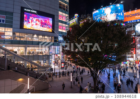 《東京都》新宿駅東南口・繁華街の夜景 108944618