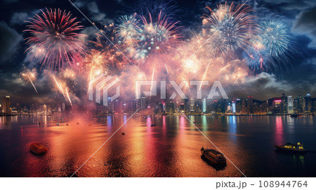 Hong Kong Happy New Year Festival and Firework 108944764